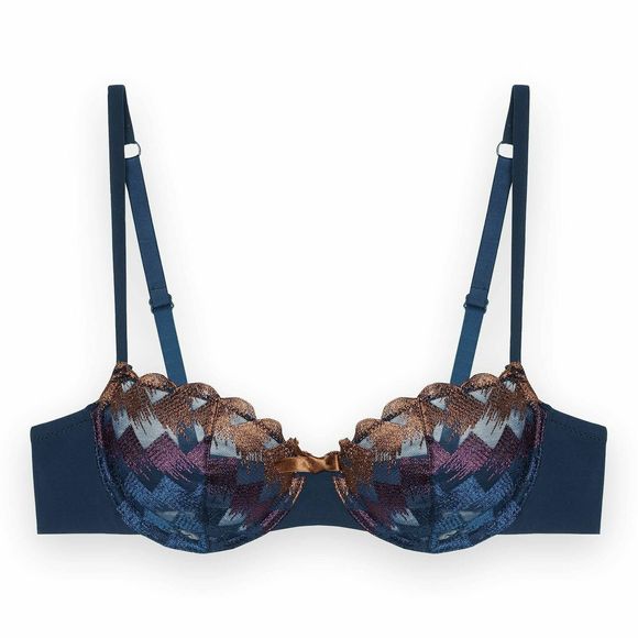 LOU Jeux De Dames Demi-Cup Underwire Bra NWT Size 34B in Marine - Picture 2 of 3